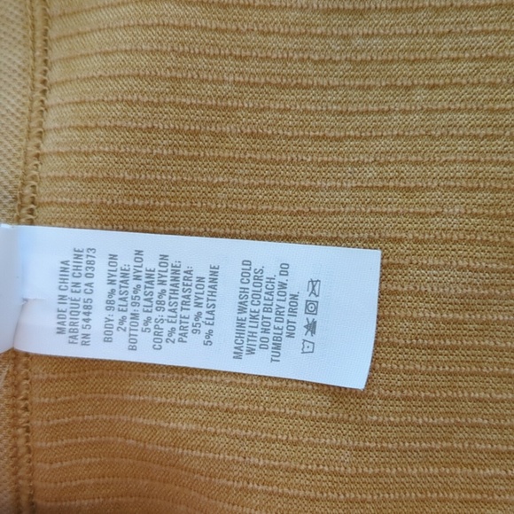 Off Line Aerie Square Neckline Long Sleeves Ribbed Cable Knit Mustard Pullover - Picture 5 of 5